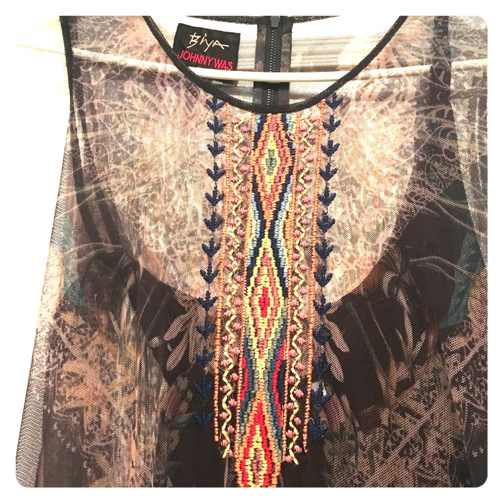 Johnny Was XS Biya Mesh Dress with slip